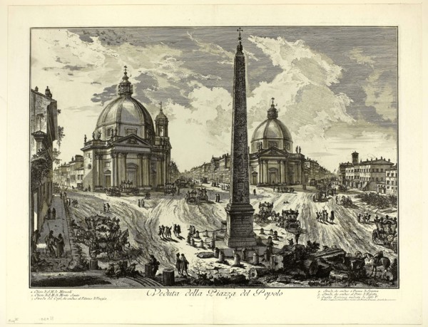 View of the Piazza del Popolo, from Views of Rome, 1750/59, Giovanni Battista Piranesi, Italian,