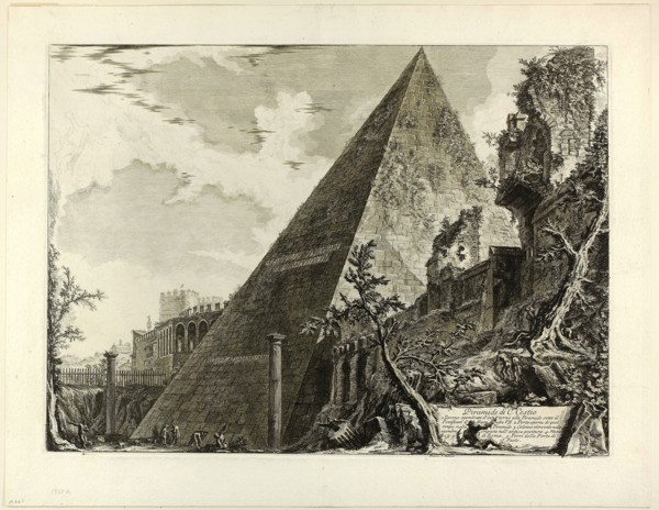 The Pyramid of Gaius Cestius, from Views of Rome, 1750/59, published 1800–07, Giovanni Battista