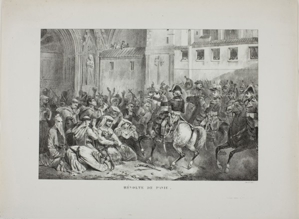 Revolt of Pavia, 1826, Denis Auguste Marie Raffet (French, 1804-1860), printed by François le