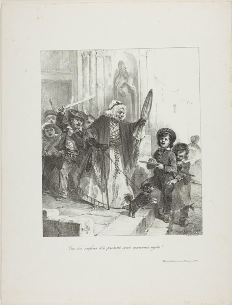 Children these days are a bad lot!, 1827, Denis Auguste Marie Raffet (French, 1804-1860), printed