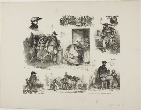 Sheet of Sketches, 1828, Denis Auguste Marie Raffet (French, 1804-1860), published by Chez Gihaut