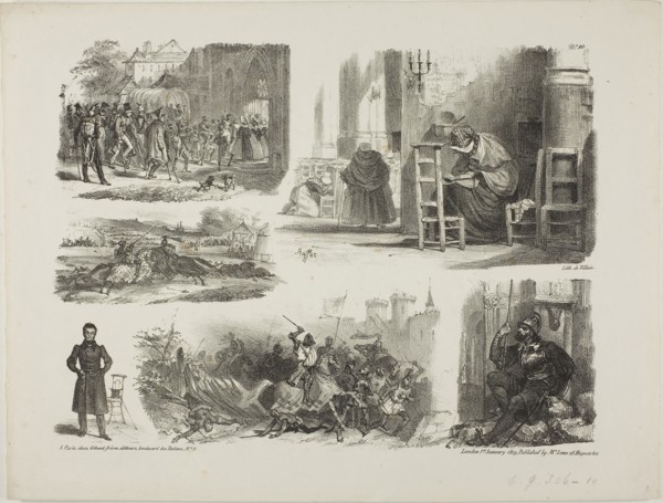 Sheet of Sketches, 1828, Denis Auguste Marie Raffet (French, 1804-1860), printed by François le