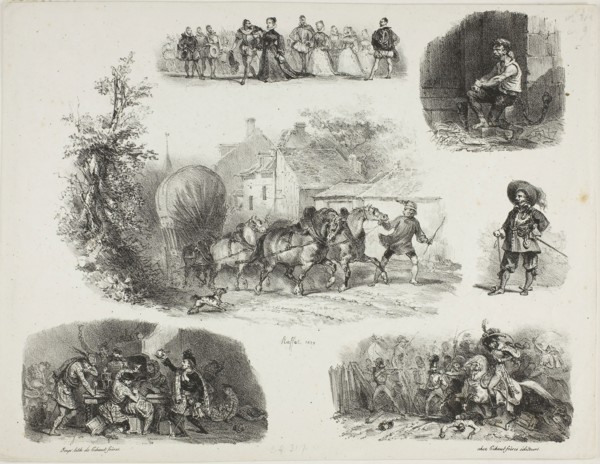Sheet of Sketches, 1829, Denis Auguste Marie Raffet (French, 1804-1860), published by Chez Gihaut
