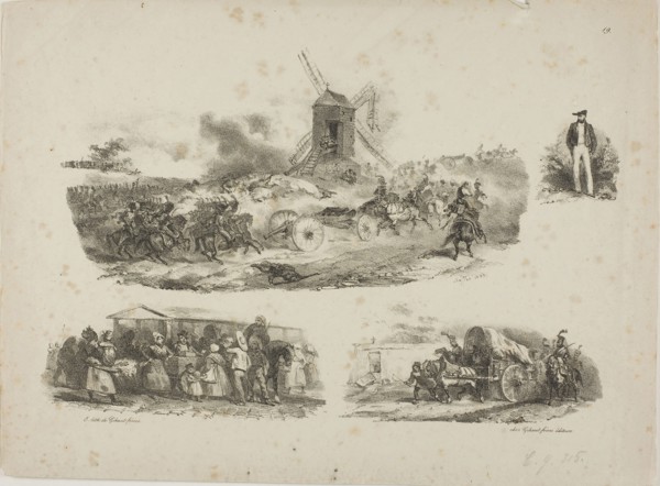 Sheet of Sketches, 1829, Denis Auguste Marie Raffet (French, 1804-1860), published by Chez Gihaut