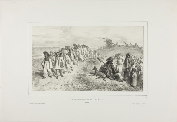 Hungarian Children Going to School, 1838, Denis Auguste Marie Raffet (French, 1804-1860), printed