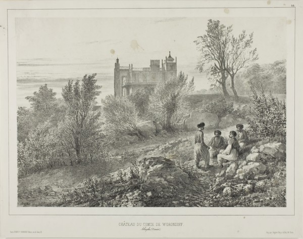 The Château of Count Woronzoff, Aloupka, Crimea, August 12, 1837, 1840, Denis Auguste Marie Raffet
