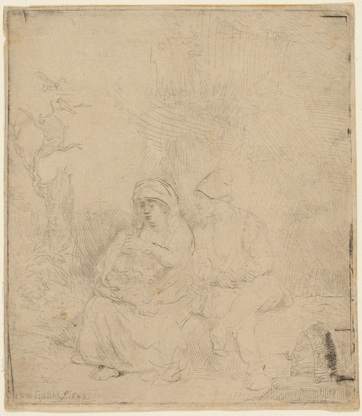 The Rest on the Flight into Egypt: Lightly Etched, 1645, Rembrandt van Rijn, Dutch, 1606-1669,