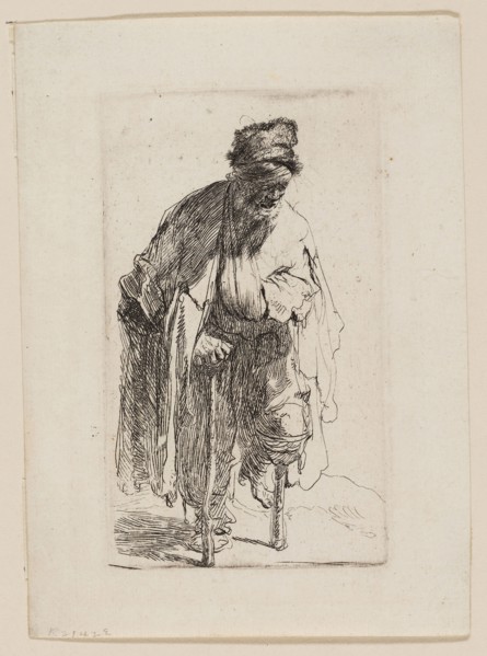 Beggar with a Wooden Leg, c. 1630, Rembrandt van Rijn, Dutch, 1606-1669, Holland, Etching on ivory