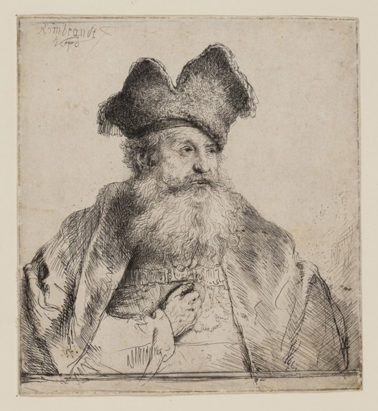 Old Man with a Divided Fur Cap, 1640, Rembrandt van Rijn, Dutch, 1606-1669, Holland, Etching and
