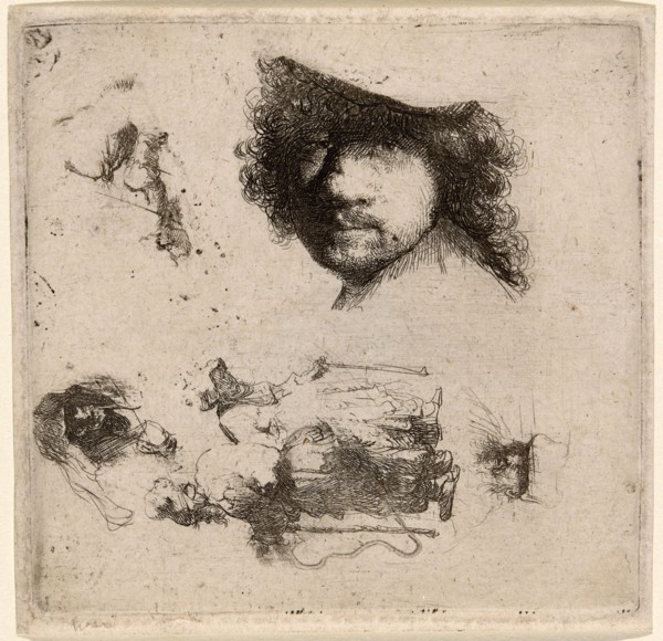 Sheet of Studies: Head of the Artist, a Beggar Couple, Heads of an Old Man and Old Woman, etc.,