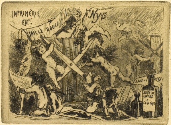 The Press, 1878, Félicien Rops, Belgian, 1833-1898, Belgium, Etching and drypoint on tan wove