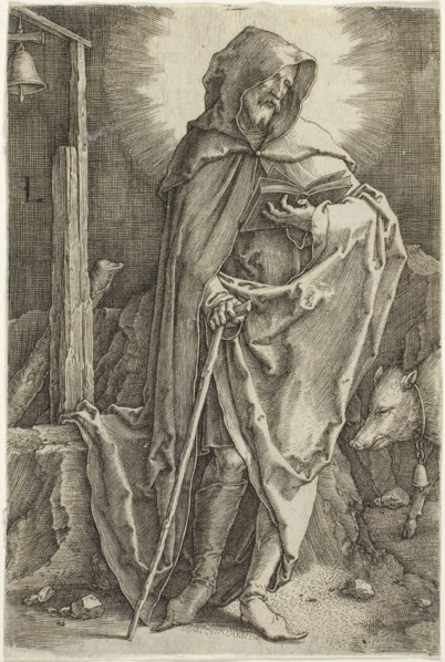 Saint Anthony, c. 1521, Lucas van Leyden, Netherlandish, c. 1494-1533, Netherlands, Engraving in