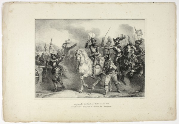 ce panache éclatant qui flotte sur ma tête…, 1825, Horace Vernet (French, 1789-1863), poem by