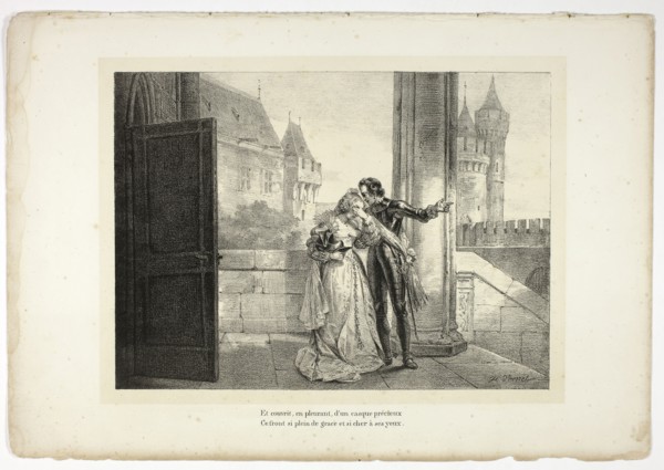 Et couvrit, en pleurant, d’un casque précieux…, 1825, Horace Vernet (French, 1789-1863), poem by