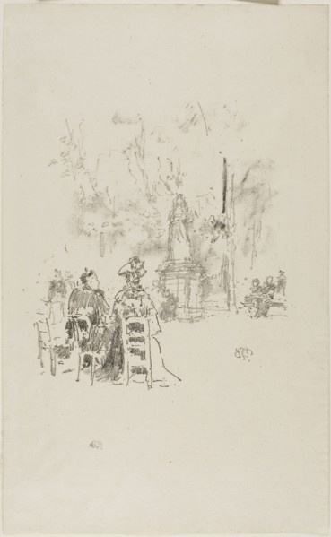 Conversation under the Statue, Luxembourg Gardens, 1893, James McNeill Whistler, American,