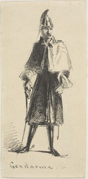 Gendarme, 1855, James McNeill Whistler, American, 1834-1903, United States, Pen and black ink over