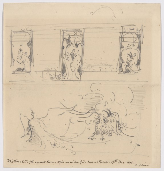 Sketch of the Peacock Room, 1898, James McNeill Whistler, American, 1834-1903, United States,