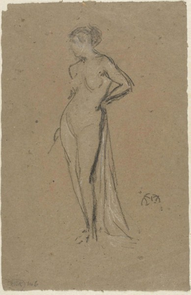 A Nude Figure, c. 1878, James McNeill Whistler, American, 1834-1903, United States, Charcoal with
