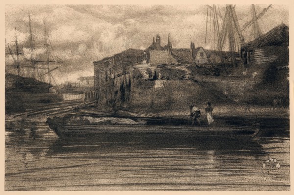 Limehouse, 1878, James McNeill Whistler, American, 1834-1903, United States, Lithotint in black ink