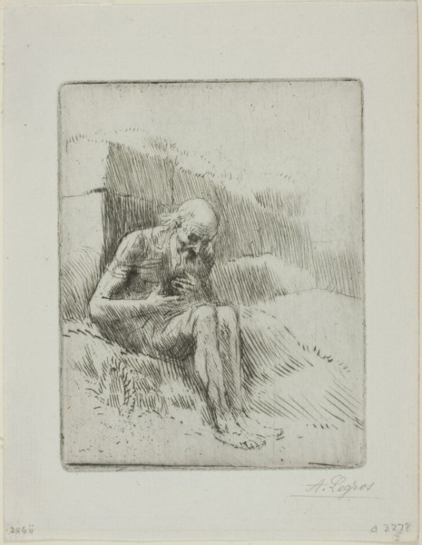 Job, second plate, 1884, Alphonse Legros, French, 1837-1911, France, Etching and drypoint on ivory