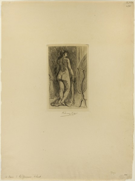 Standing Woman with a Fur, 1879, Félicien Rops, Belgian, 1833-1898, Belgium, Heliogravure, with