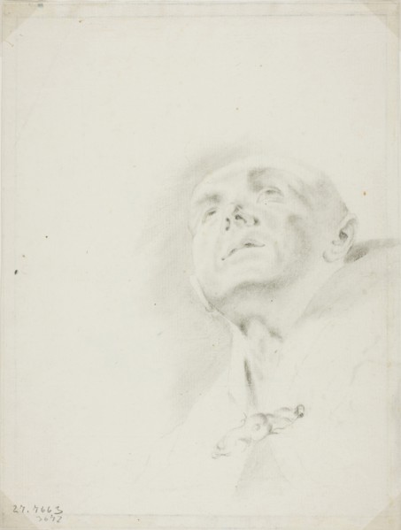 Head of a Priest, after 1760, After Giovanni Battista Piazzetta, Italian, 1682-1754, Italy, Black