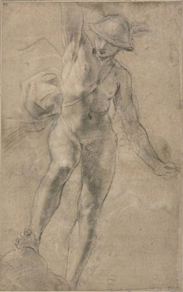 Study for Mercury, 1613/14, Giacomo Cavedone, Italian, 1577-1660, Italy, Black chalk, heightened