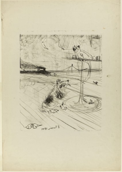 The Dog and the Parrot, 1899, Henri de Toulouse-Lautrec, French, 1864-1901, France, Lithograph on
