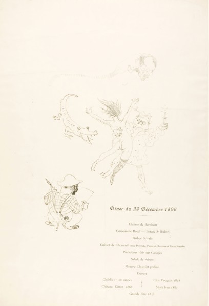 Le crocodile, Menu, 1896, Henri de Toulouse-Lautrec, French, 1864-1901, France, Lithograph on cream