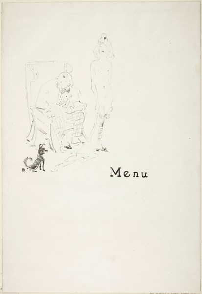 The Naked Girl, Menu, 1898, Henri de Toulouse-Lautrec, French, 1864-1901, France, Color lithograph