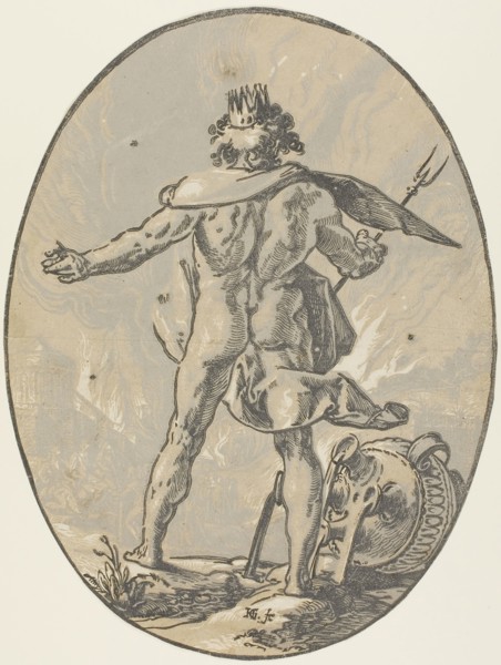 Pluto, plate four from Demogorgon and the Dieties, c. 1588–90, Hendrick Goltzius, Dutch, 1558-1617,