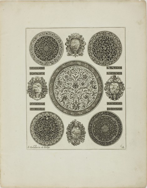 Plate Four, from Book of Ornament, 1704, Simon Gribelin II, French, 1661-1733, France, Engraving on