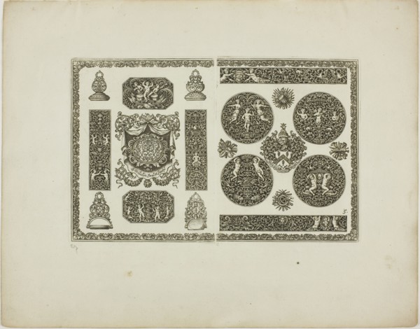 Plate Five, from Book of Ornament, 1704, Simon Gribelin II, French, 1661-1733, France, Engraving on