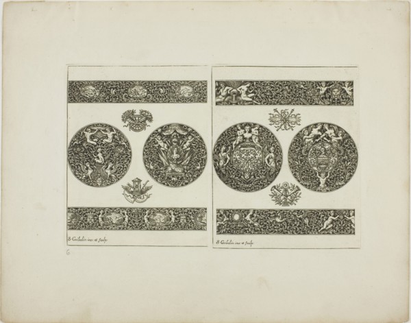 Plate Six, from Book of Ornament, 1704, Simon Gribelin II, French, 1661-1733, France, Engraving on