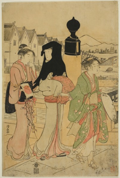 Women Crossing Nihonbashi Bridge, c. 1786, Torii Kiyonaga, Japanese, 1752-1815, Japan, Color
