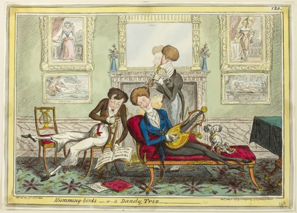 Humming Birds, or A Dandy Trio, published July 15, 1819, George Cruikshank (English, 1792-1878),