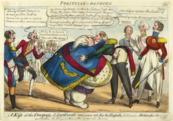 A Kiss at the Congress, published November 18, 1818, William Heath (English, 1795-1840), published