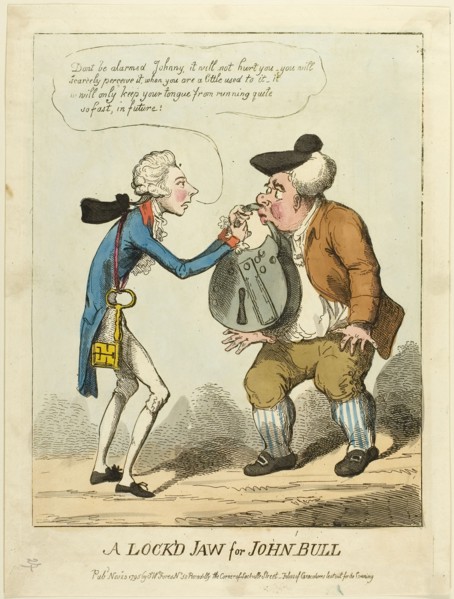 A Lock’d Jaw for John Bull, published November 23, 1795, Unknown Artist (English, late 18th-early