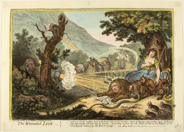 The Wounded Lion, published July 16, 1805, James Gillray (English, 1756-1815), published by Hannah
