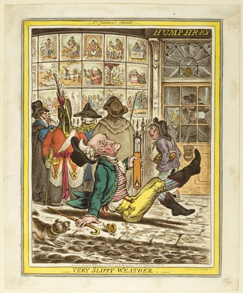 Very Slippery Weather, published February 10, 1808, James Gillray (English, 1756-1815), published