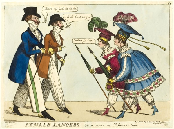 Female Lancers, or A Scene in St. James’s Street, published January, 1819, Isaac Robert Cruikshank