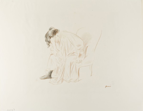 Seated Woman, Head in Right Hand, 1897, Jean Louis Forain, French, 1852-1931, France, Lithograph in