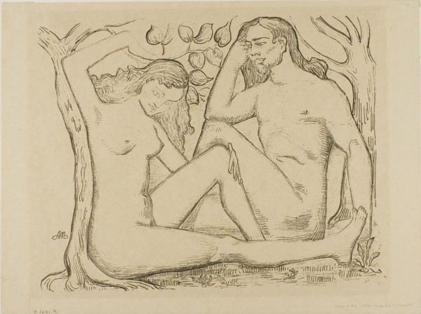 Adam and Eve, 1895, Aristide Joseph-Bonaventure Maillol, French, 1861-1944, France, Zincograph in