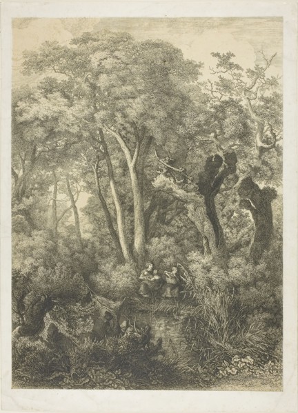 Fishing Family at the Edge of a Stream, 1860, Charles-André Malardot, French, 1817-1879, France,