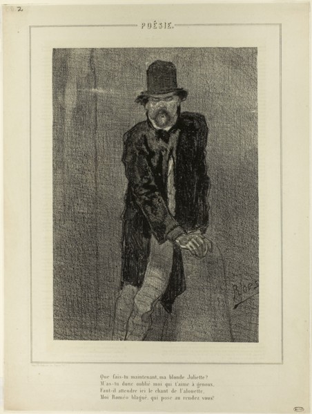Poetry IV, December 1856, Félicien Rops, Belgian, 1833-1898, Belgium, Lithograph in black, with