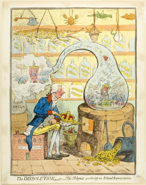 The Dissolution, or The Alchymist Producing an Aetherial Representation, published May 21, 1796,