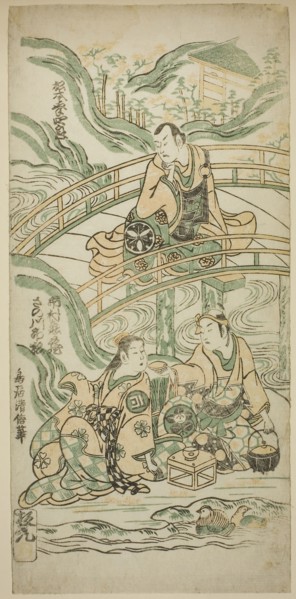 The Actors Matsumoto Koshiro II as Kumasaka Chohan, Ichimura Kamezo I as Ise no Saburo, and