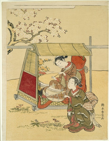 Resting in a Palanquin Beneath Cherry Blossoms, c. 1767/68, Suzuki Harunobu ?? ??, Japanese, 1725