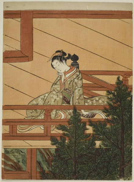 Young Woman Seated on the Balcony of Kiyomizu Temple, c. 1766, Suzuki Harunobu ?? ??, Japanese,