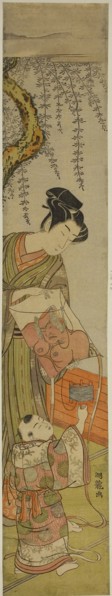 Young Man Holds a Kite for a Child, c. 1774, Isoda Koryusai, Japanese, 1735-1790, Japan, Color